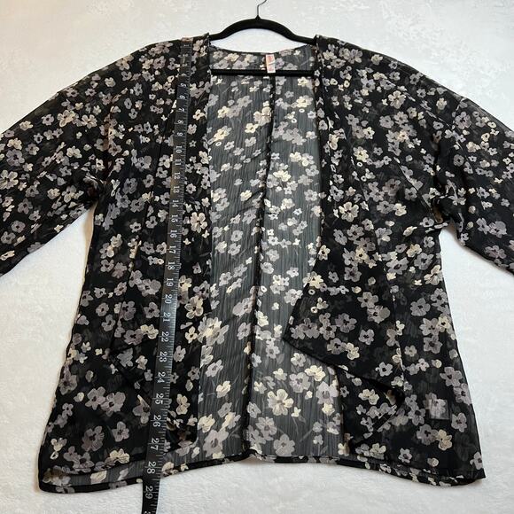 Xhilaration Floral Print Semi Sheer Open Front Kimono Size Medium Lightweight - Picture 7 of 9